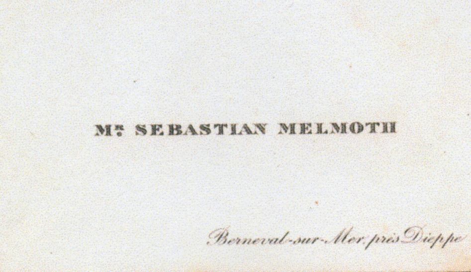 Oscar Wilde's visiting card bearing the name Sebastian Melmoth, circa 1897